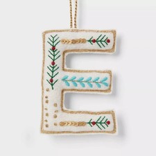 Letter E Felt Fabric Embroidered Monogram Christmas Ornament Wondershop Initial