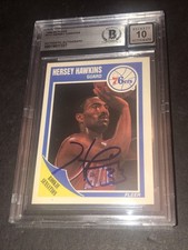 Beckett 10 Gem Mint Autograph Hersey Hawkins Signed 1989 Fleer #117 Rookie Card