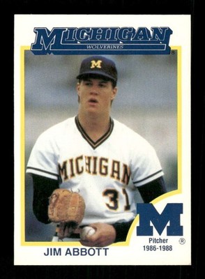 1991 College Classics Michigan Wolverine Jim Abbott EX-EXMT or better BXCP66