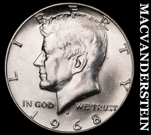 1968-D Silver Kennedy Half Dollar - Choice Gem Brilliant Unc  Lustrous  #i7688