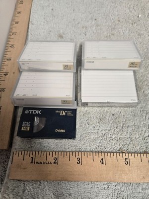 lot of 5, mini cassette tape, TDK DVM60 x4, fuji DVC 60