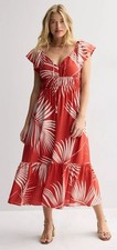 Women's Nine West Flutter Sleeve Maxi Dres .. Color: Clay Tropical Palm Size: XL