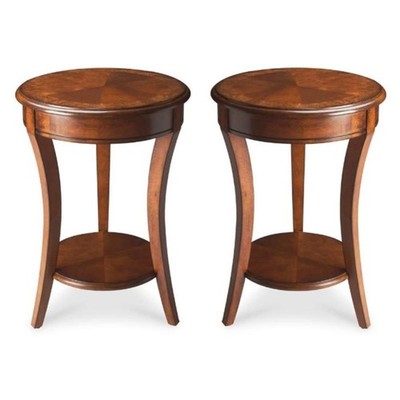 Home Square Specialty Holden Accent Table in Olive Ash Burl - Set of 2