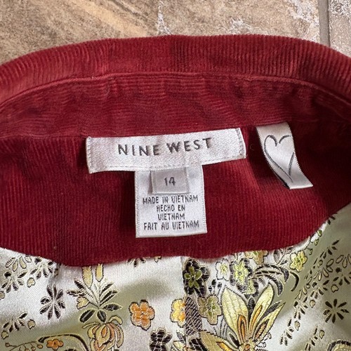 Nine West Corduroy Blazer Floral Lined Fitted Jacket Red Size 14 - Picture 4 of 8
