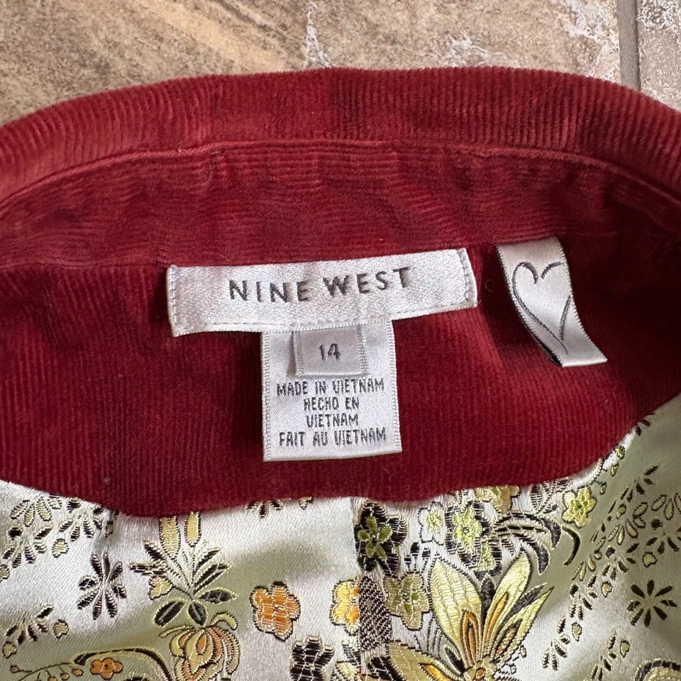 Blazer Nine West Pana Floral Forrado Ajustado Chaqueta Roja Talla 14 Foto 4 de 4