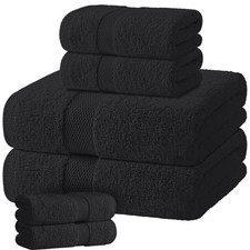 White Classic Black 6-Piece Bath Towel Set