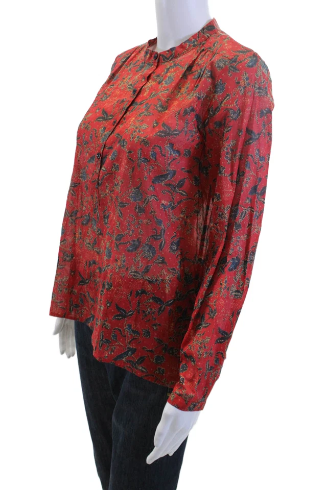 Isabel Marant Etoile, Blusa Mujer Roja Floral Abotonada Manga Larga Talla 34 Foto 2 de 4