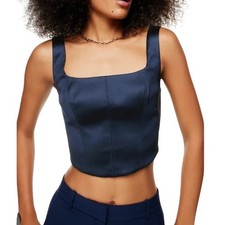 Aritzia TEN by Babaton - Elevate Satin Navy Blue Bustier - Size XS