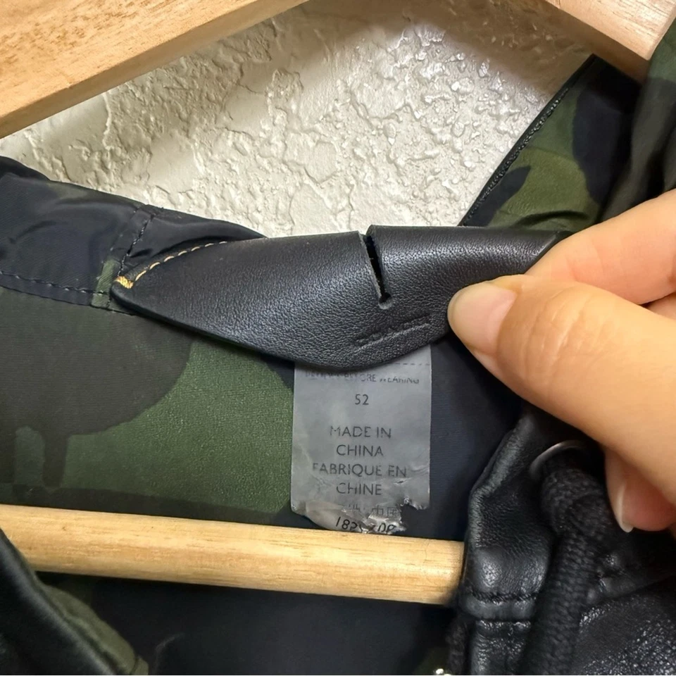 $695 Coach Hombre Talla 52/XL Capucha Cremallera Cuero Negro Cordero Cuero Foto 2 de 4