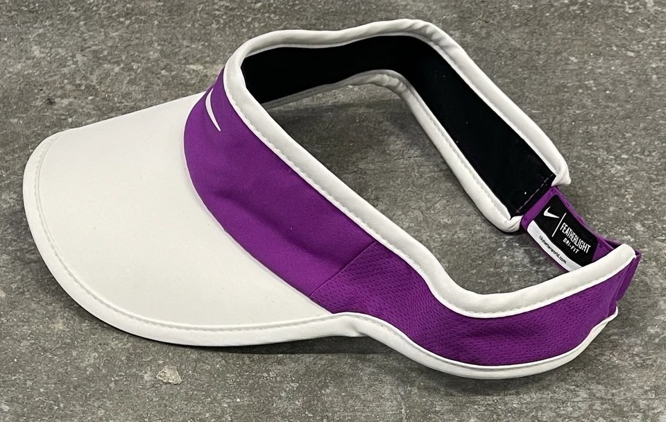 Nike Dri-Fit Peso Pluma Púrpura Blanco Swoosh Tenis Correr Visera Ajustable Foto 4 de 4