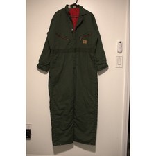 Vintage Big Ben Wrangler Insulated Coveralls Green Red Quilt Lined Mens M Short