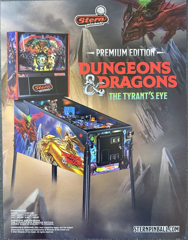DUNGEONS & DRAGONS Premium Edition - Stern Pinball Machine Flyer - 2024 - Boxed