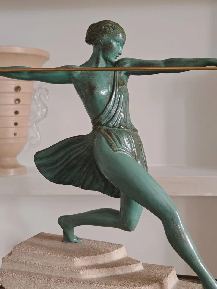 Sculpture Statue Art Deco Femme Antiope Par Fayral Pierre Le Faguays Le Verrier - Photo 3/4