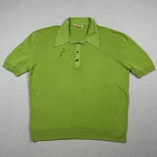 Vintage 60s Ban Lon Knit Polo Shirt Green Short Sleeve XL Flaws Monsanto Nylon