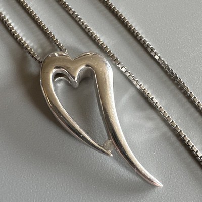HEISSE DIAMANTEN Sterlingsilber Diamant Herz Anhänger 16 -18,5  Kette Halskette + Box