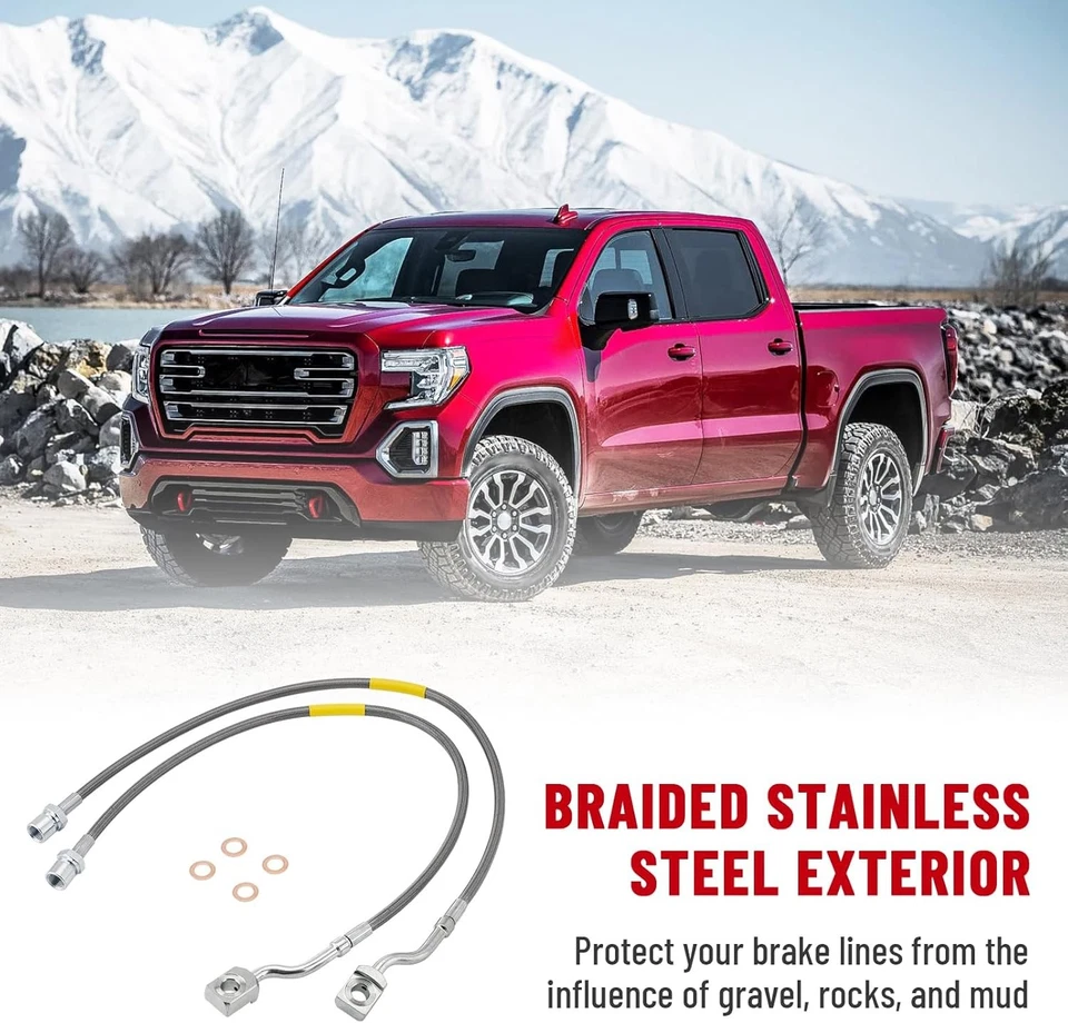 2X NEW Front Braided Brake Lines 89370 For GMC Sierra 3500 HD 4WD 2WD 2011-2019 Foto 4 de 4