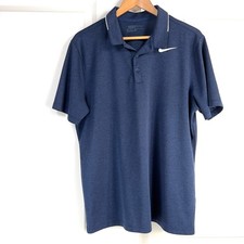 Nike Dri-FIT Mens Size L Golf Polo Shirt Solid Navy Blue Short Sleeve Stretch