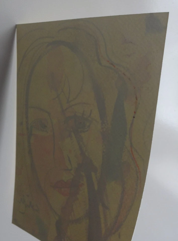 GERRY MILLER. Aquarell. Ohne Rahmen. 15x21cm. Gesicht. Gelb. - Bild 3 von 3