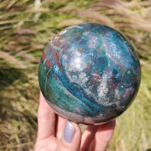Ocean Jasper Healing Sphere Orb Color Fiesta Party Marine Jasper Ball | A Grade - Foto 9 di 10