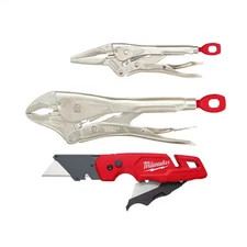 Torque Lock Locking Pliers Set with FASTBACK Folding Utility Knife with Blade St