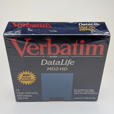 Verbatim DataLife 5.25'' Floppy Disks 10 Pack MD2-HD High Density Sealed NOS IBM