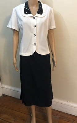 vtg PROMISES White Jacket Sz 18P Pearl Cabochon Buttons