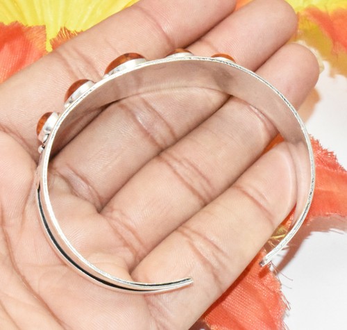 10pcs Amber Gemstone Adjustable Cuff Bracelet Bangle 925 Silver Plated BG-16 - Picture 4 of 4