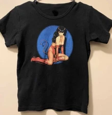 Vintage Bettie Page Red Devil Shirt Classic Black Unisex Size S-5XL