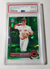 MATT McLAIN - 2022 BOWMAN DRAFT CHROME - SAPPHIRE ED. GREEN REFRACTOR - PSA 10