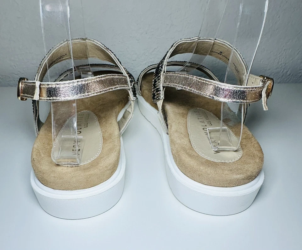 Very Volatile Hotness Tan Leopard Rhinestone Sandals Women's SIZE 8 NIB - Image 3 of 4