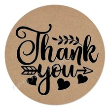 THANK YOU HEART KRAFT ENVELOPE SEALS LABELS STICKERS SMALL BUSINESS