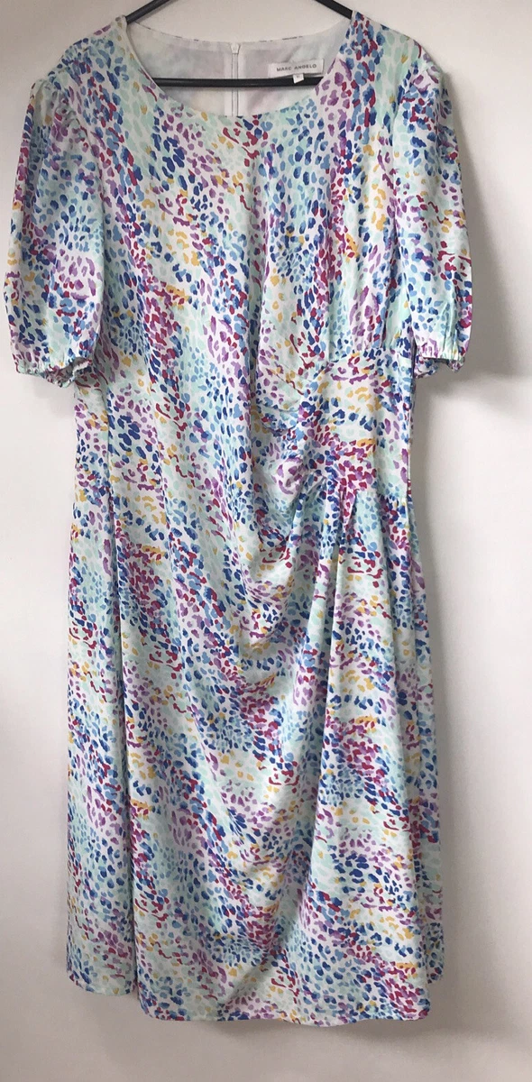 Marco Angelo Multi Coloured Pastel Dress Short Sleeves Uk 16