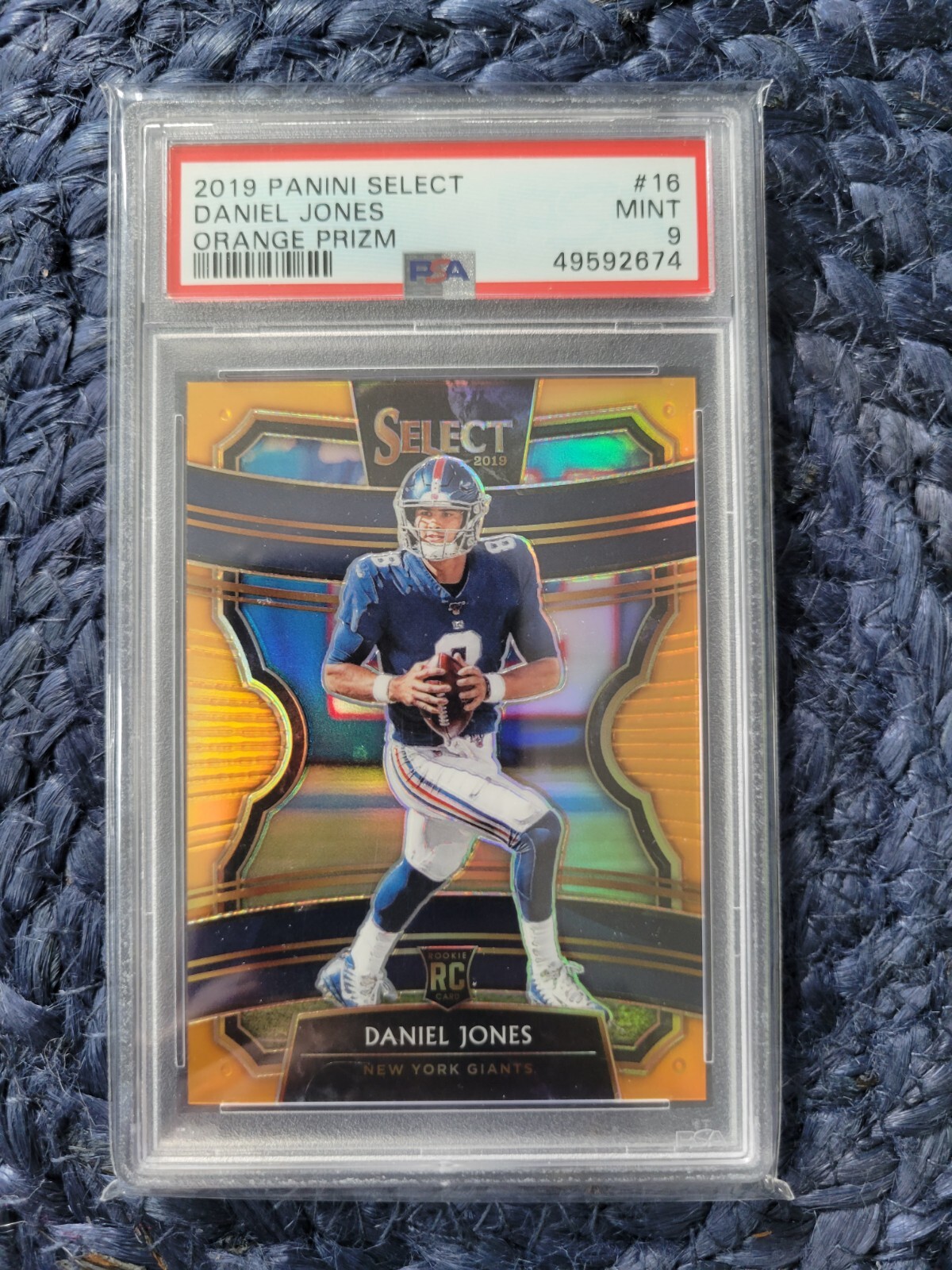 2019 Panini Select Daniel Jones 1/49 Orange Prizm Concourse ROOKIE RC PSA 9 Mint