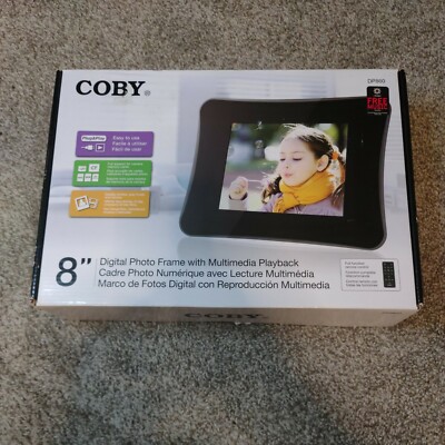 New open box COBY 8" Digital Photo Frame With Multi Media Playback