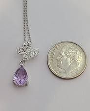 925 Sterling Silver Butterfly Cz Necklace