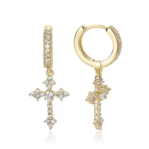 2Ct Round Cut Lab-Created Diamond Women Hoop Earring 14k Yellow Gold Plated - Picture 3 of 9