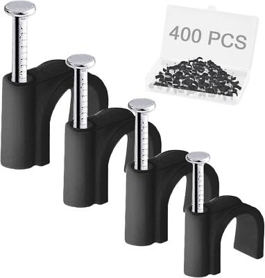 400 Stück Kabelnagelclips, 4 Größen (4 mm 6 mm 8 mm 10 mm) robuste Rundnägel Kabel Draht