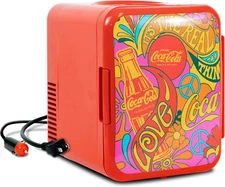 Coca Cola Mini Fridge - Refrigerator for Bedroom Skincare Office, Portable Table