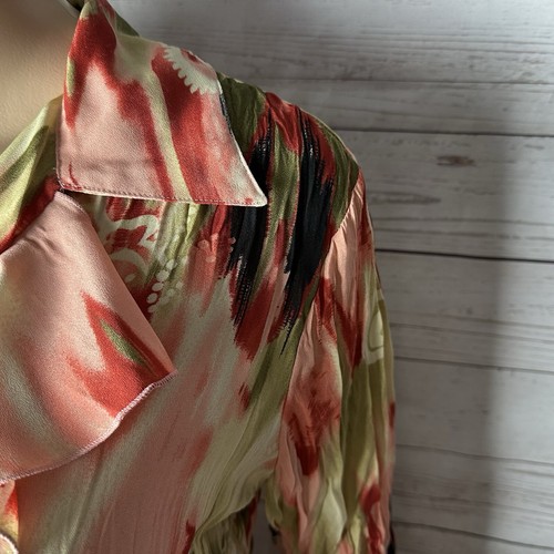 Michele Michelle Petite Bluse Petite Medium hellbraun rosa Blumen Rüschen Bauerntop - Bild 4 von 10