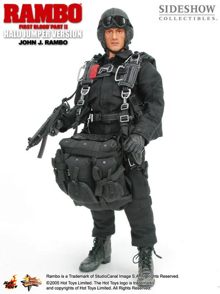 Figura Hot Toys MMS11 RAMBO II First Blood Sylvester Stallone Halo Jumper Versión Foto 2 de 4