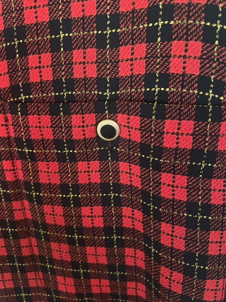 BLUSA Y FALDA VINTAGE AÑOS 70 ELISABETH BY LIZ CLAIBORNE, INC CUADROS ROJOS 16p Foto 3 de 4