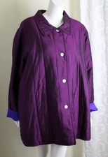Linea By Louis Dell'olio Sz 3x Purple Quilted 100% Silk Car Coat Jacket Fabulous