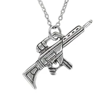 ASSAULT RIFLE Necklace on Chain or Charm Only Pewter Machine Gun Semi Automatic