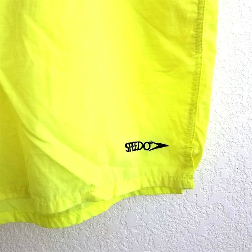 Speedo Neon Yellow Floral Nylon Swim Trunks Shorts Mens Large Swimwear - Picture 3 of 6