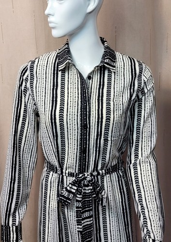 ABITO CAMICIA M&S manica lunga lunghezza MIDI ~ varie taglie ~ AVORIO e NERO - Foto 5 di 11