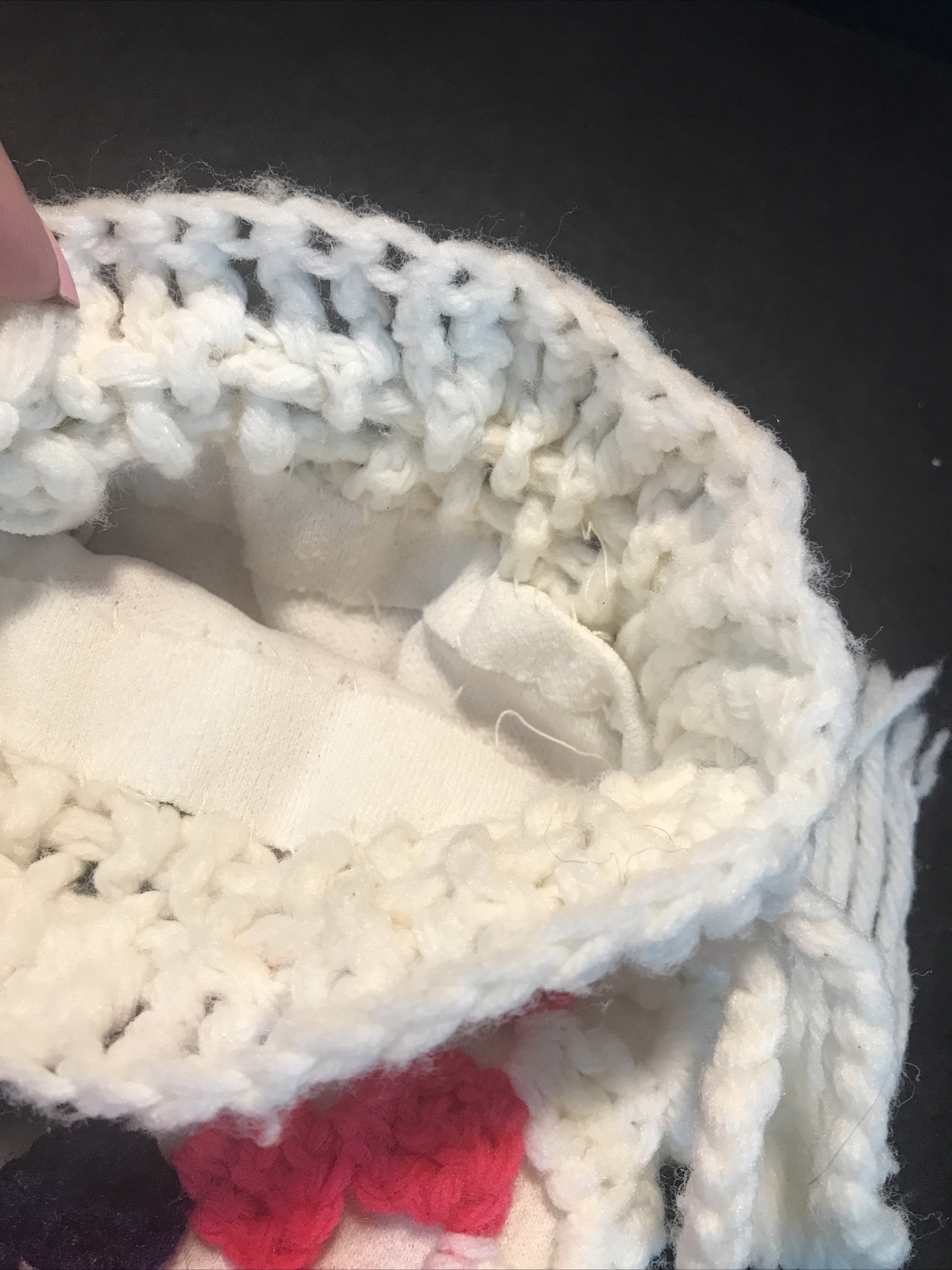 Hand Crocheted Granny Square Drawstring Purse Whi… - image 5