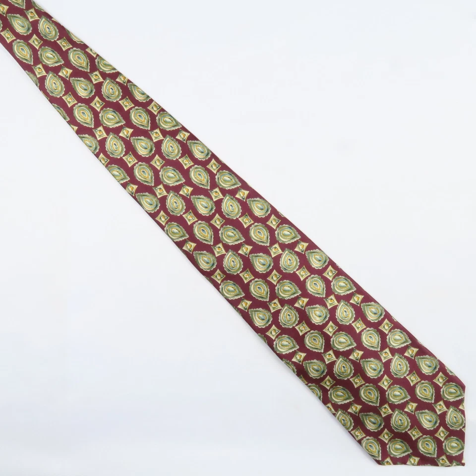 Saddlebred Mens Neck Tie Geometric Paisley Print Red Blue Yellow Green 54x3.75 - Image 2 of 4