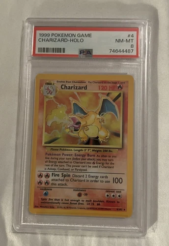 Pokémon Holofoil 1999 Base Set Charizard PSA 8