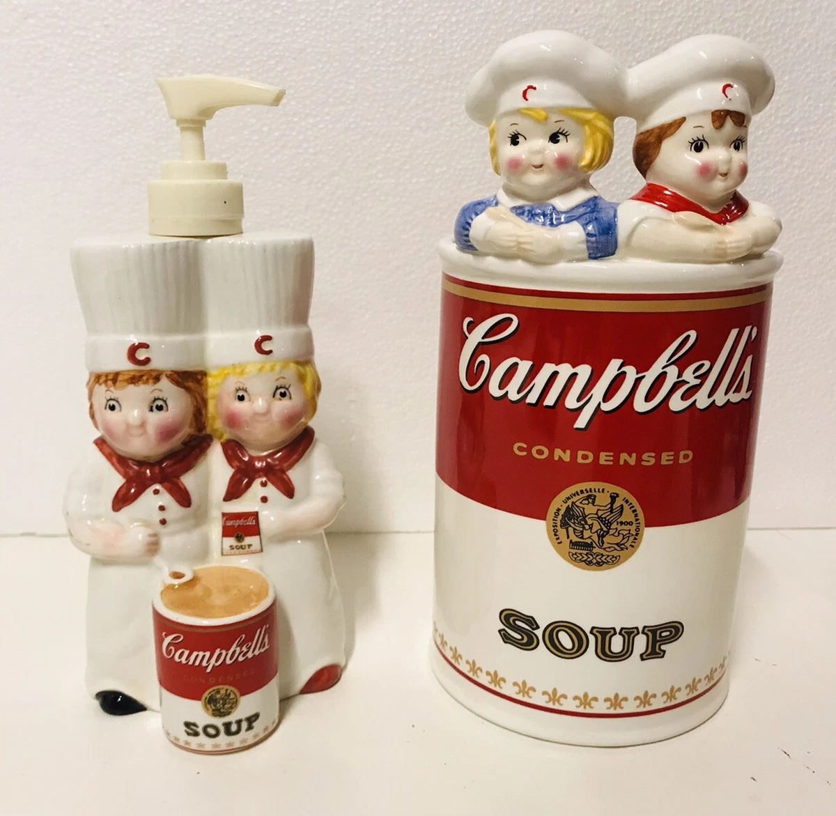 Campbells Soup Kids Hand Soap Lotion Pump Utensil Crock Figure
