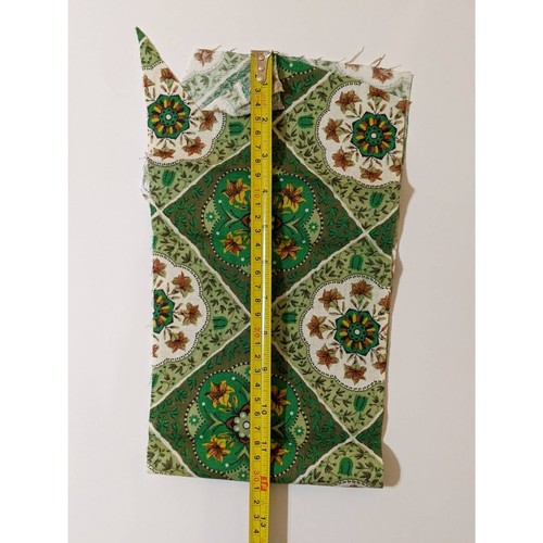 Vintage 60s Floral Medallion Barkcloth Remnants, Green Home Decor Fabric - 第 7/10 張圖片